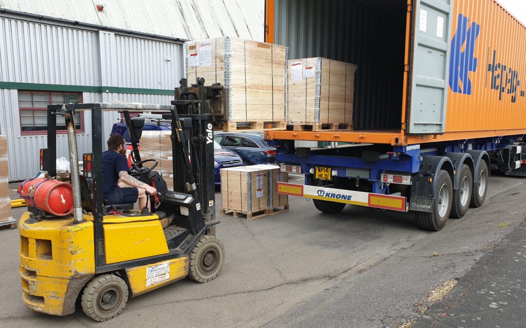 Stock LP Burners being loaded into a container ready to ship to the USA